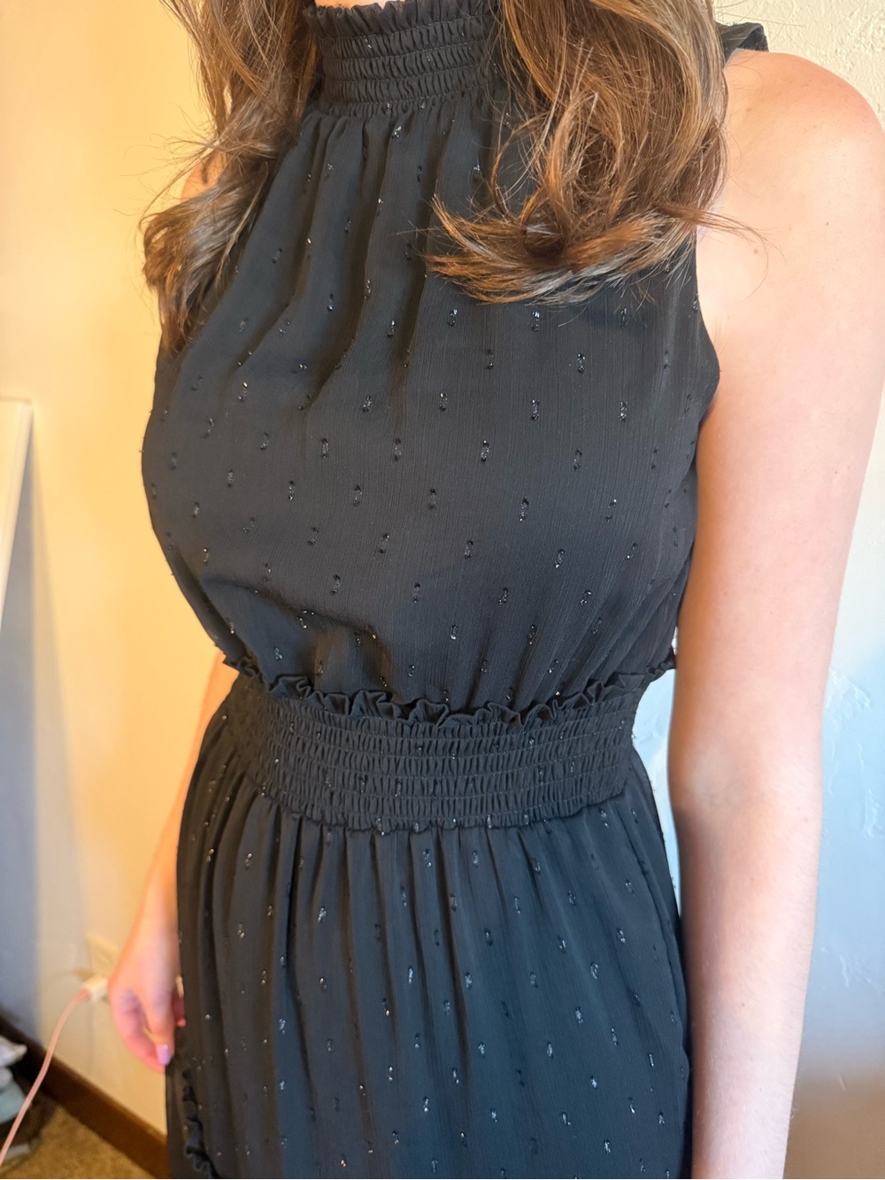 Draper James Black Sleeveless High-Neck Smocked Maxi Dress - Picture 6 of 13